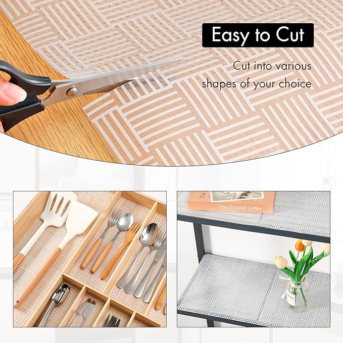 Cooyes Shelf and Drawer Liner for Kitchen Cabinets – Non-Adhesive, Waterproof, Non-Slip Cabinet Liners for Scratch Protection, Desk, Refrigerator, Shelves, Drawers with Modern Pattern - Image 4