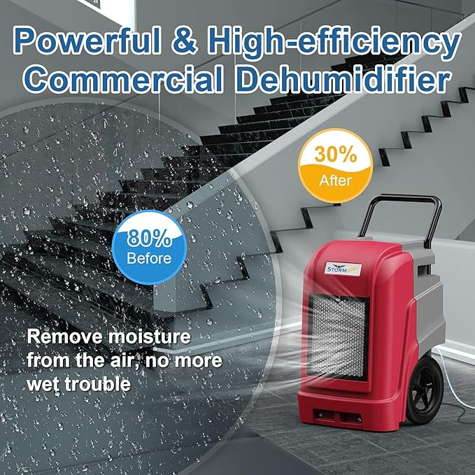 ALORAIR Storm Pro Commercial Dehumidifier 180 PPD, LGR Portable Dehumidifier with Pump, cETL Listed, 6 Years Warranty, LCD Display, for Clean-Up, Flood, Moisture - Image 4