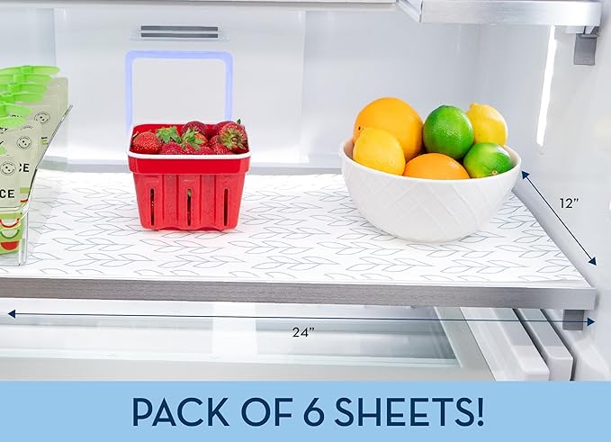 Refrigerator Liners, Shelf Liner, Absorbent Fridge Liners, 12 Inch x 24 Inch, Slate Leaf Print, 6 Pack - Image 6