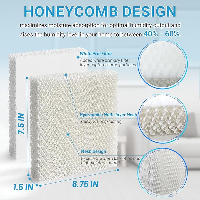 Lemige HFT600 Humidifier Filter T for Honeywell Hev615 Hev620 Top Fill Tower Humidifier, Compatible with Honeywell Replacement Wicking Filter T HFT600, Compare to Part HFT600T HFT600PDQ - Image 4