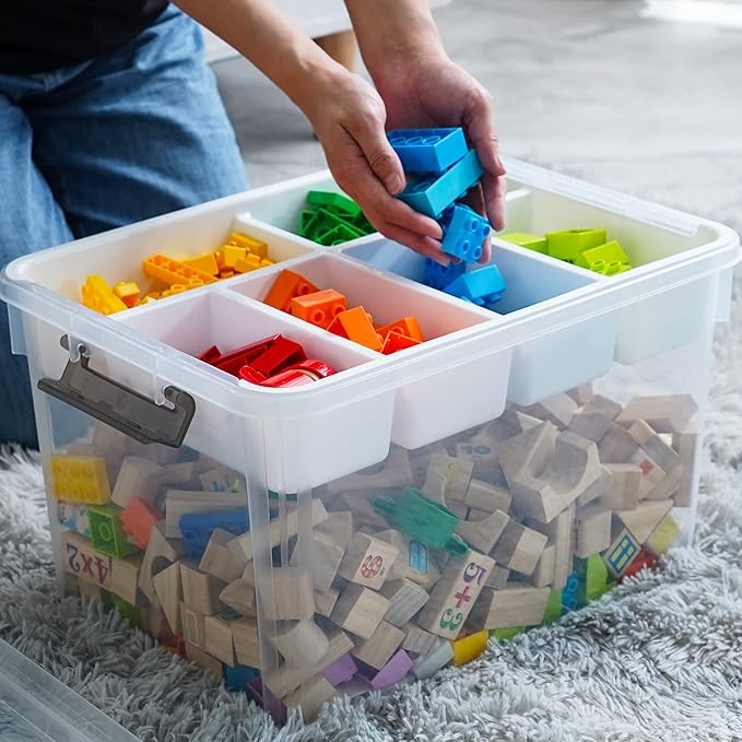 Citylife 32 QT Plastic Storage Box with Removable Tray Craft Organizers and Storage Clear Storage Container for Organizing Bead, Tool, Sewing, Playdoh - Image 3