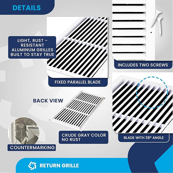 38x14 Inch (Duct Opening) Air Return Vent Cover Decorative – Premium Aluminum AC Vent Cover for Ceiling & Wall, Rustproof Grille, Ideal for Home HVAC Grille, Durable & Easy to Install by ACLAMINAIRE - Image 9