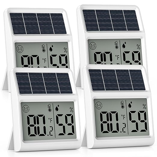 Digital Indoor Thermometer & Hygrometer, Light Powered (No Rechargeable Batteries Runs Only on Real-time Light Exposure) Solar Indoor Temperature and Humidity Monitor, Humidity Gauge by BaldrInc