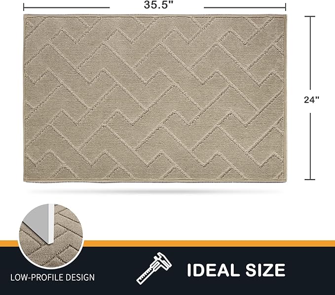 PURRUGS Dirt Trapping Door Mat 24" x 35.5", Non-Slip Machine Washable Entry Rug, Dog Doormat, Indoor Front Door Mat, Super Absorbent Entryway Rug for Muddy Shoes & Paws, Taupe - Image 2
