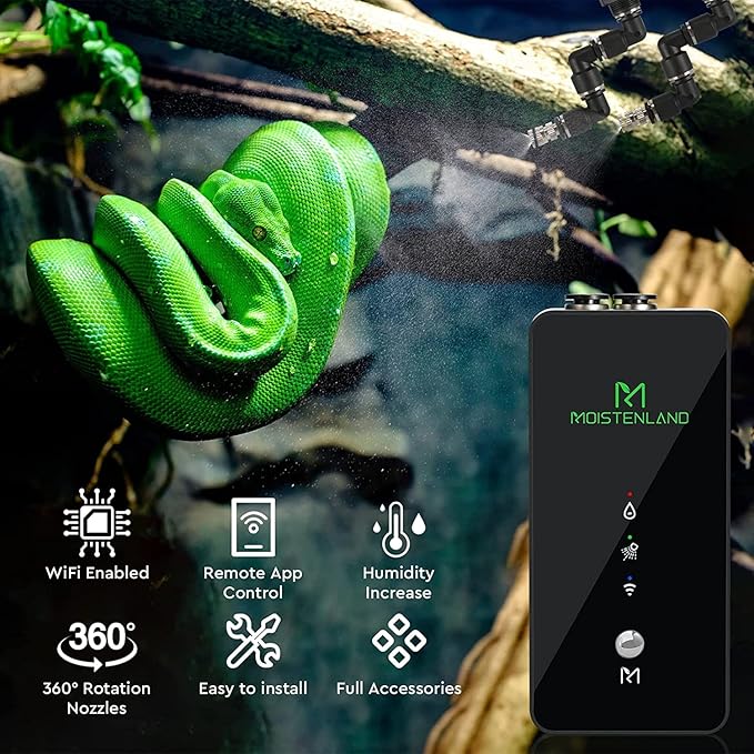Moistenland WiFi Enabled Reptile Mister for Terrariums, Reptile Misting System for Snake Ball Python Tortoise Lizard Aquarium with 2 Adjustable Misting Nozzles - Image 2