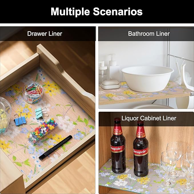 Cooyes Shelf Liner – Premium Non-Adhesive Cabinet & Drawer Liner for Kitchen – Waterproof Shelf Paper with Modern Pattern – Durable EVA Cabinet Mat – Easy to Cut （17.5" W x 197" L） - Image 7