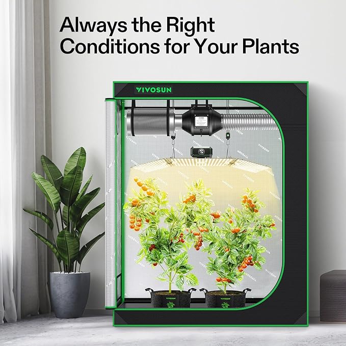 VIVOSUN Grow Tent Kit 2x4 Complete System, WiFi-Controlled Grow System with Full Spectrum LED Grow Light, Automatic Ventilation, GrowHub Outlet A22 with Temperature and Humidity Sensor - Image 3