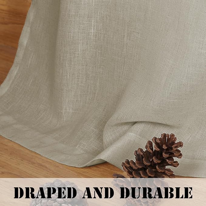 H.VERSAILTEX Linen Curtains Elegant Natural Linen Semi Sheer Curtains Energy Light Filtering Rod Pocket Window Treatments Panels for Living Room (Set of 2, Castle Wall, 52 inch W X 108 inch L) - Image 6