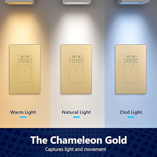 LIDER No Neutral Wire Required Humidity Sensor Switch, Automatic Humidity Detection, Air Circulator, Bathroom Fan Automated Control, Adjustable Timing, 1-Pole, Gold, Screwless Wall Plate Included - Image 4