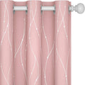 Deconovo Pink Blackout Curtains for Bedroom, Thermal Insulated Soundproof Pravicy Curtain, Silver Wave Dots Print, 42 x 63 Inch Long, Machine Washable Window Panels for Kids Room Nursery, Set of 2 by Deconovo