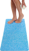 Non Slip Bathtub Mat Shower Mat for Tub - Loofah Bath Mats for Bathroom - 40x16 Bathtub Floor Mat - Textured Anti Slip Bath Mat Without Suction Cups - Secure Mat for Wet Areas (40x16 Aqua Blue) by ENKOSI
