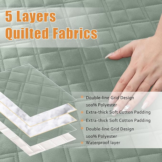 Arfntevss Waterproof Sectional Couch Covers L Shape Washable Velvet Sofa Cover for Sectional Non Slip Large Corner Slipcovers Dog 6 Pcs Universal U Shaped Furniture Protector (Sage Green, Large) - Image 3