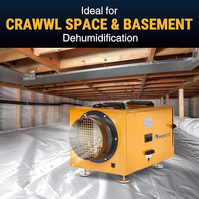 MOUNTO 140 PPD Crawl Space Dehumidifier – Commercial Basement Dehumidifier with Auto Defrost, Compact Design, cETL Listed - Image 3