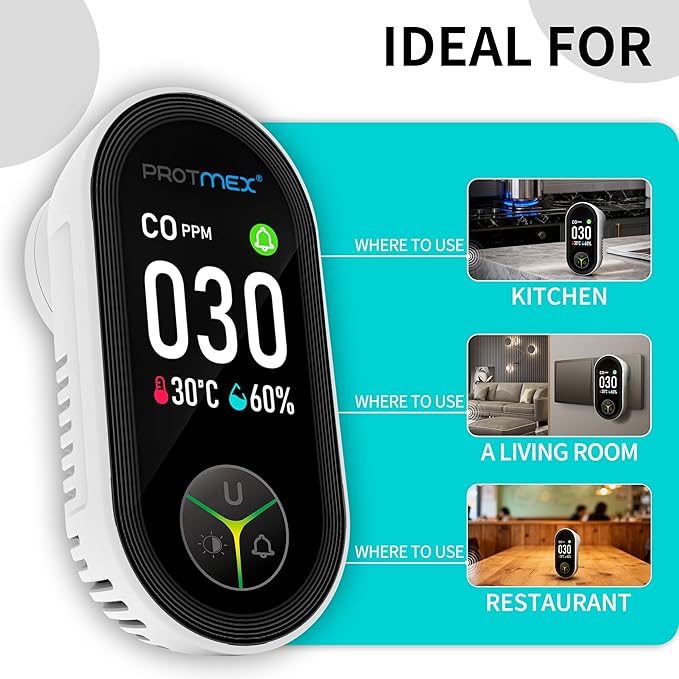 Protmex Carbon Monoxide Detector Plug in Wall, 3-in-1 Co Detector Monitor Air Quality with Temperature Humidity Sensor, Portable CO Meter Easy to Read & Install, for Home/Hotel/RV - Image 8