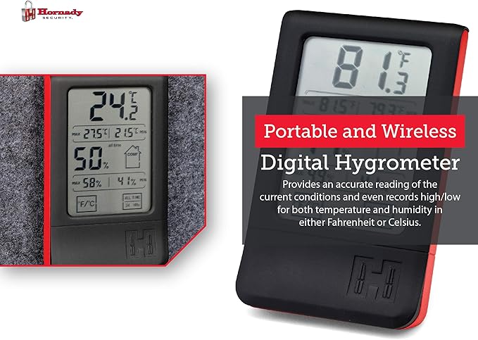 Hornady Digital Hygrometer, 95909 - Indoor Temperature and Humidity Monitor with Touchscreen LCD Display - Ideal Room Thermometer Hygrometer for Gun Safes & Cabinets, Closets, Workbench & More - Image 7