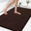 Smiry Luxury Chenille Bathroom Rugs 40x32, Extra Soft and Absorbent Shaggy Bath Mat, Machine Washable, Non-Slip Plush Carpet Runner for Tub, Shower, and Floor, Home Decor Accessories, Brown by Smiry