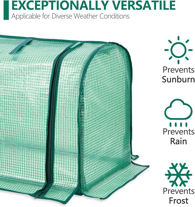 Mini Greenhouse Indoor, Tabletop Garden Nursery Plant Cover Tent Humidity Domes for Home Gardening Germination and Seedling Propagation, 23x12x16.5 Inches, Green Cover - Image 7