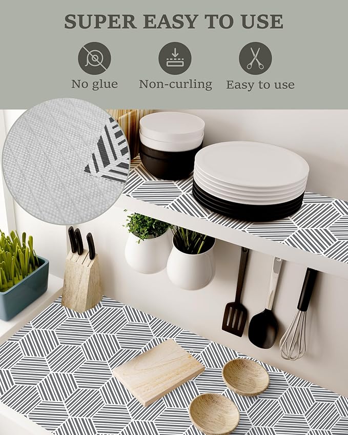 Shelf Liner Drawer Liner for Kitchen Cabinet, 17.5In x 20FT Non-Adhesive Slip Resistant Cabinet Liners, Thickened Strong Grip Waterproof Shelf Paper Protect Cupboard, Dresser, Bathroom Drawers, Gray - Image 3