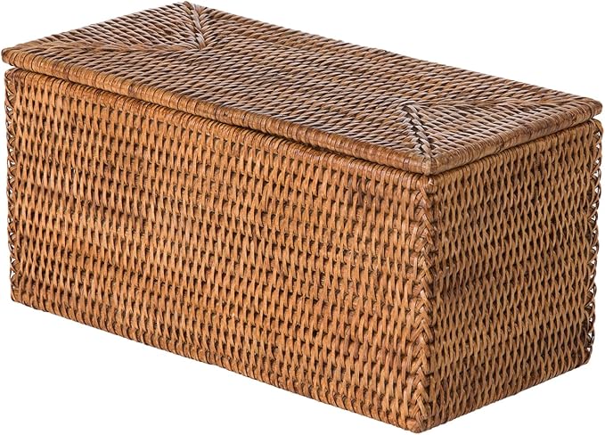 KOUBOO La Jolla Rattan Box, Toilet Roll Storage, Storage Boxes, Rattan Basket Decorative Boxes, Storage Container, Rectangular, Honey - Brown by KOUBOO
