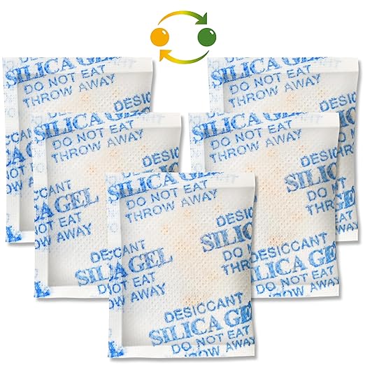 LotFancy 5 Gram (50 Pack) Silica Gel Packets, Color Indicating Desiccant - Rechargeable Moisture Absorbers for Food Storage, Electronics, 3D Filament & Gun Safes - Image 8
