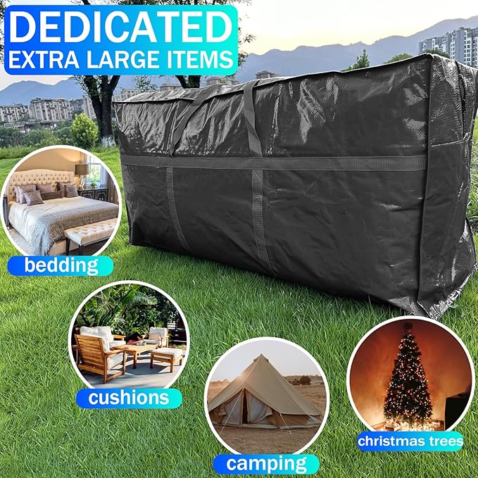 66 Gallon Extra Large Storage Bags, Huge Moving Bags Heavy Duty with Zipper and Stronger Handles, Big Foldable Duffle Bag for Travel - Storage Totes Moving Boxes for College, Christmas Tree, Bedding - Image 3