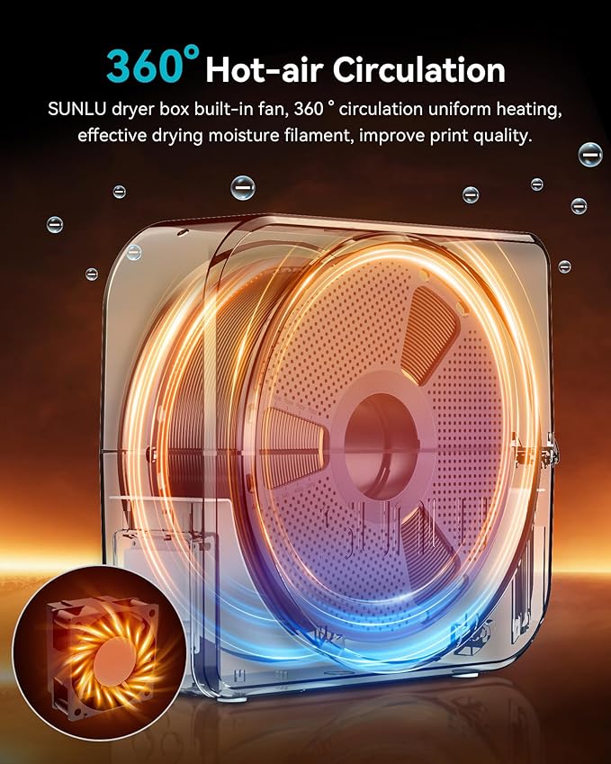 SUNLU S1 Plus Dry Box Grey, 3D Filament Storages with PLA Plus 1.75mm Black - Image 2