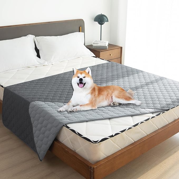 gogobunny 100% Double-Sided Waterproof Dog Bed Cover Pet Blanket Sofa Couch Furniture Protector for Puppy Large Dog Cat, Reversible (82x82 Inch (Pack of 1), Dark Grey/Light Grey) - Image 3