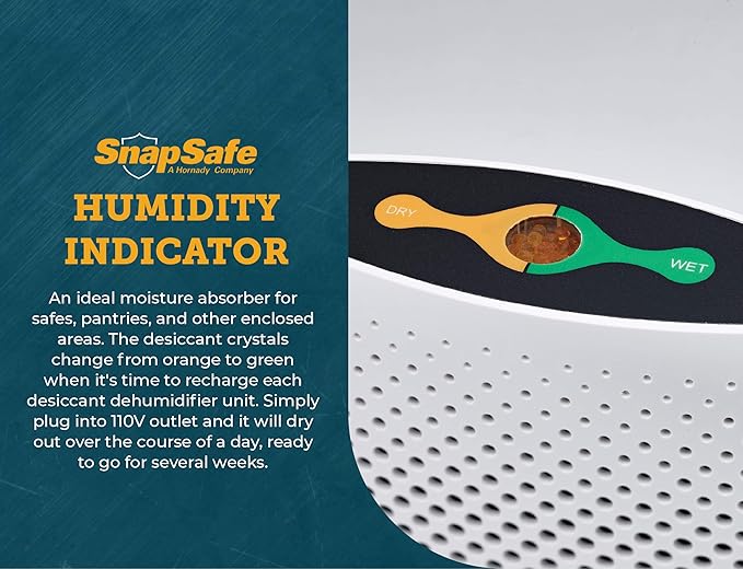 SnapSafe Rechargeable Dehumidifier Large, 75901 - Portable Moisture Absorbers for Gun Safes & Cabinets, Closets, & Pantries-Prevent Moisture Damage for Gun Safe Accessories, Firearms in Your Gun Vault - Image 5