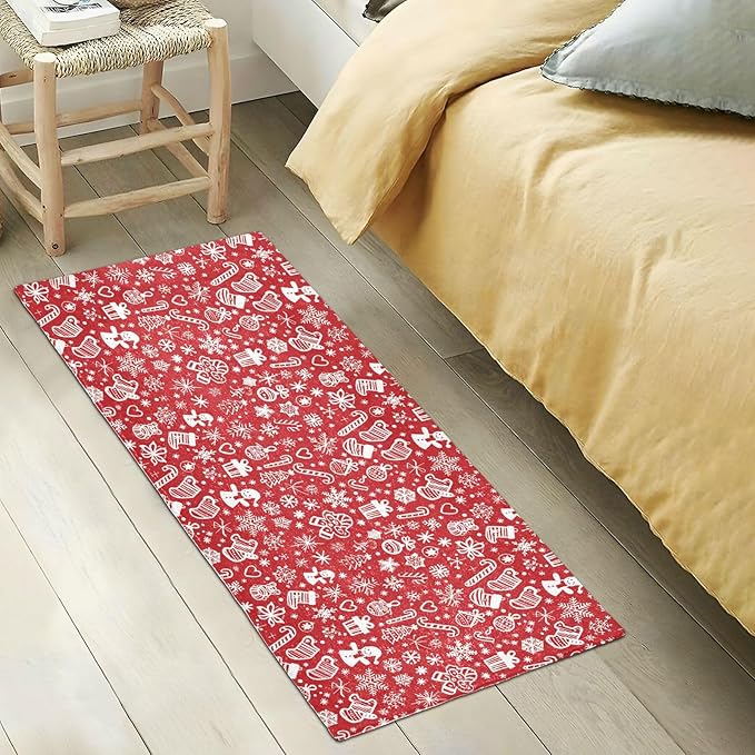 Merry Christmas Icons Snowflakes Red Decorative mat Non Slip Anti Mold Washable Bathroom Rugs Non Slip for Lavatory Accessories 39x20in alfombra para ba?o - Image 5