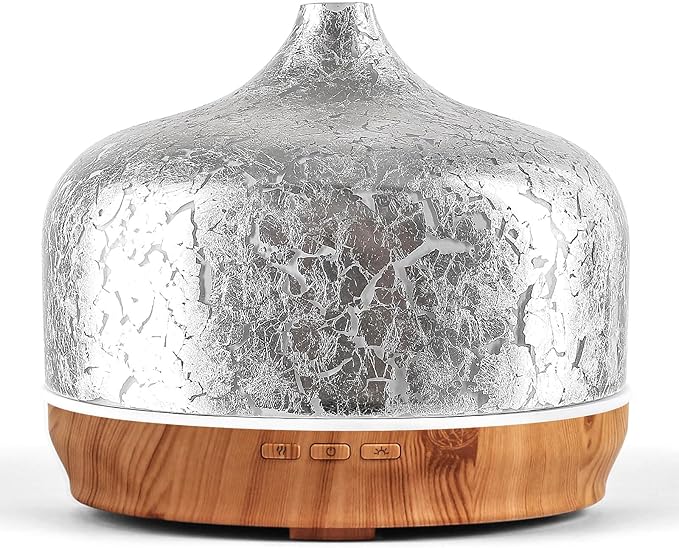 Porseme 500ml Essential Oil Diffuser Silver Plated Glass Aromatherapy Ultrasonic Humidifier - Auto Shut-Off, BPA Free for Home Hotel Yoga SPA Gift by Porseme