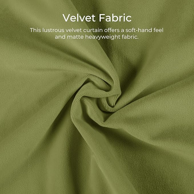 TWOPAGES Luxury Velvet Curtain Pinch Pleated Grass Green Curtain 108 inch Long Thermal Insulated Blackout Drapes for Bedroom Living Room Indoor Window (1 Panel,Grass Green,100Wx108L) - Image 3