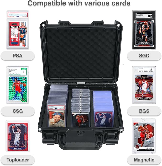 Waterproof Graded Card Storage Box Compatible with 102 Slabs, Sports Trading Card Case Fits PSA, CSG, BGS, CGC, SGC, Magnetic Cards Holder and Top Loaders - Image 2