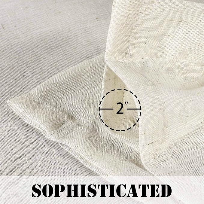 Linen Curtains Elegant Natural Linen Blended Curtains Energy Efficient Light Filtering / Rod Pocket Window Treatments Panels / Drapes for Livingroom (Set of 2, Ivory, 52 inch W X 96 inch L) - Image 5