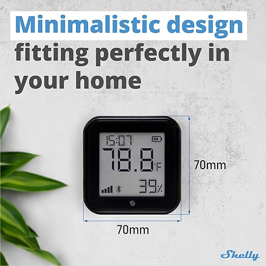 Shelly H&T Gen3 Black | Wi-Fi and Bluetooth Smart Temperature & Humidity Sensor with Remote App Control & Monitoring | Smart Scenes | Notification Alerts | LCD Display | Free Data Storage Export - Image 7