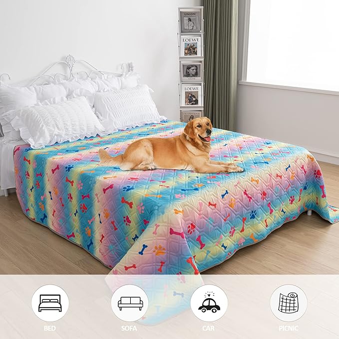 Waterproof Dog Bed Covers for Couch Protection Dog Pet Blanket Furniture Protector (52"x82",Colourful+Grey) - Image 6