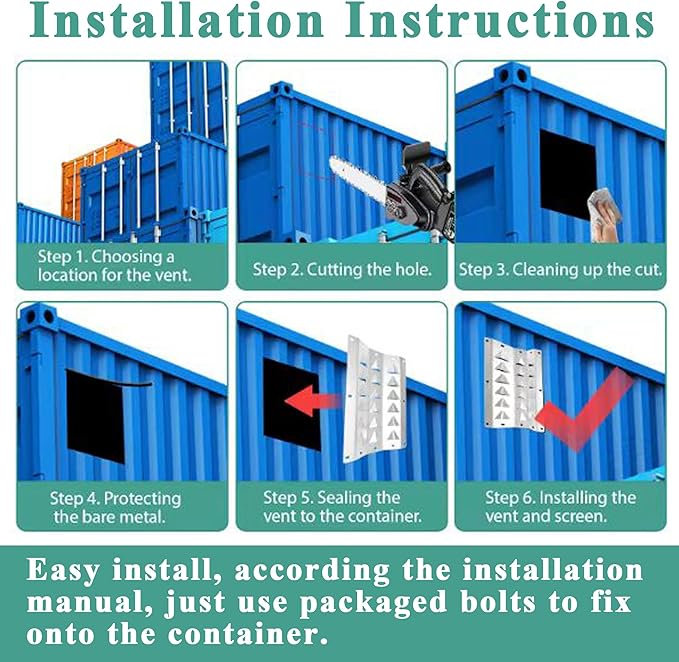 Shipping Container Air Vent Kit Cross Flow Ventilation Preventing Excessive Heat and Condensation, Provide Air Flow for Cargo, Louvered Gable, Big Size (2 Pack) - Image 7