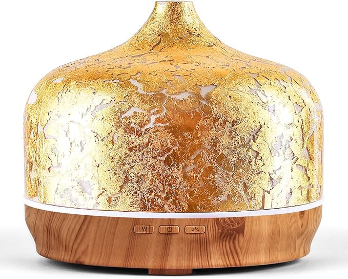 Porseme 500ml Essential Oil Diffuser Gold Plated Glass Aromatherapy Ultrasonic Humidifier - Auto Shut-Off, BPA Free for Home Hotel Yoga SPA Gift by Porseme