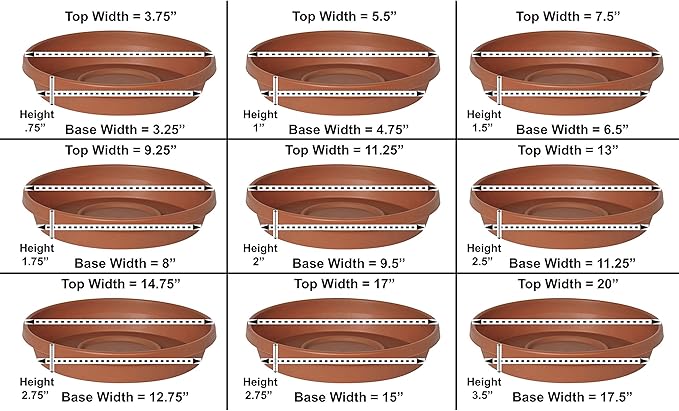Bloem Terra Resin Saucer Tray: 9.25" Bottom Width - Chocolate Brown - Matte, Durable, Ribbed Bottom, Indoor and Outdoor, Fits 12" Terra Pots - Image 6