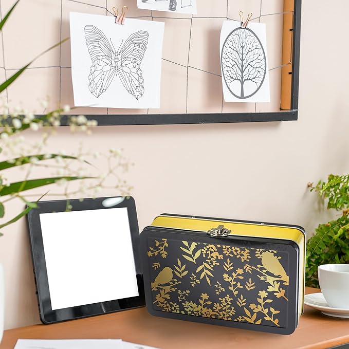 DAHO Metal Storage Box with Hinge for Office, School, Home, Makeup, Arts & Crafts and Accessories (Gold) - Image 6