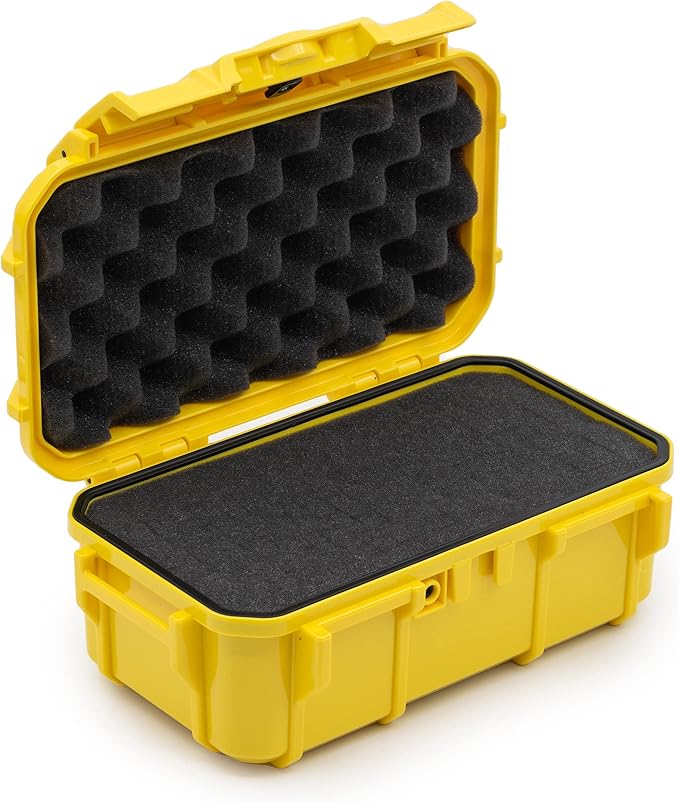 Evergreen 57 Waterproof Dry Box Protective Case with Pick & Pluck Foam - Travel Safe/Mil Spec/USA Made - for Cameras, Phones, Hiking, Boating, Water Sports, Action Cams (Yellow) by EvergreenCases