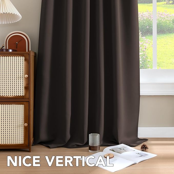 H.VERSAILTEX Blackout Curtains Thermal Insulated Window Treatment Panels Room Darkening Blackout Drapes for Living Room Back Tab/Rod Pocket Bedroom Draperies, 52 x 102 Inch, Chocolate Brown, 2 Panels - Image 8