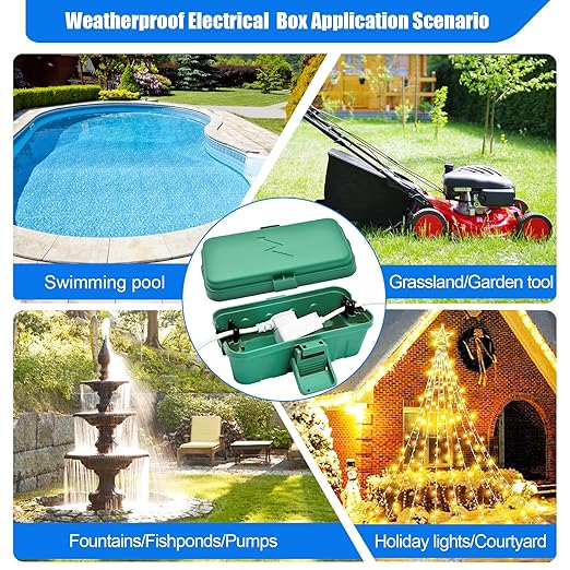 Hrensaw Small Weatherproof Electrical Connection Box(Inner 5.5 x 3 x 2.2inch),Outdoor Electrical Box,Waterproof Extension Cord Covers for Plug, Extension Cables, Holiday Lights,Green - Image 7