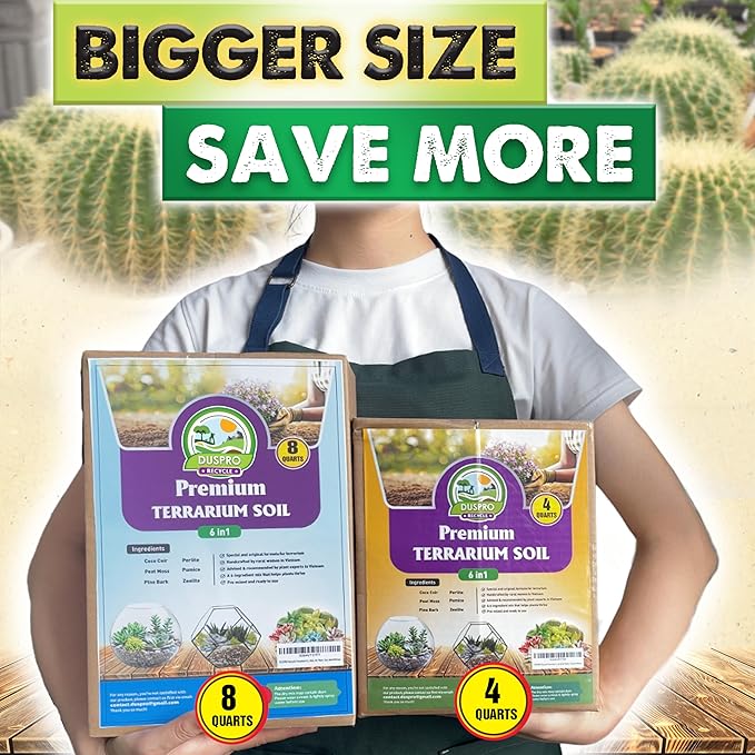 DUSPRO Recycle Premium 6in1 Terrarium Soil Mix – Pre-Mixed Terrarium Substrate Mix for Terrariums, Balanced Moisture Growing Medium with Coco Coir, Peat Moss, Pine Bark, Perlite, Pumice & Zeolite 4QRT - Image 6