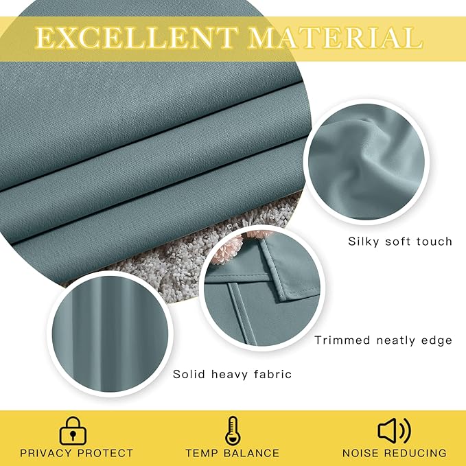 NICETOWN Greyish Blue Sliding Door Curtain for Bedroom, Blackout Patio Door Curtain Room Divider Privacy Thermal Grommet Window Treatment for Living Room, 1 Panel, W80 x L90 - Image 4