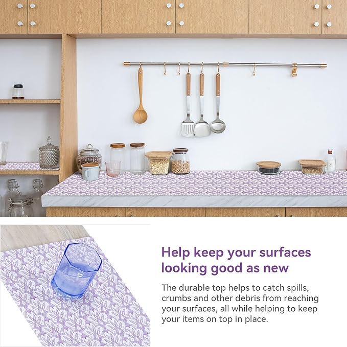 1 Rolls 12" W x 360" L Floral Drawer and Shelf Liner for Cabinets, Non-Adhesive Strong Grip Non-Slip Flower Shelf Cabinet Kitchen Shelf Liners for Kitchen Cabinets - Image 5
