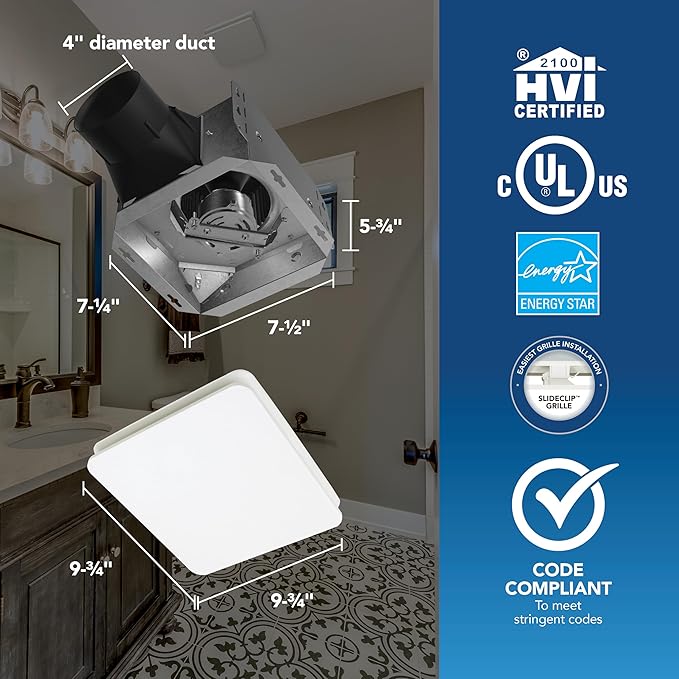 Broan-NuTone Bathroom Exhaust Fan Easy Retrofit without Attic Access, Quiet 1.5 Sones, Effective Ventilation at 80 CFM ENERGY STAR Certified Moisture and Odor Control - Image 4