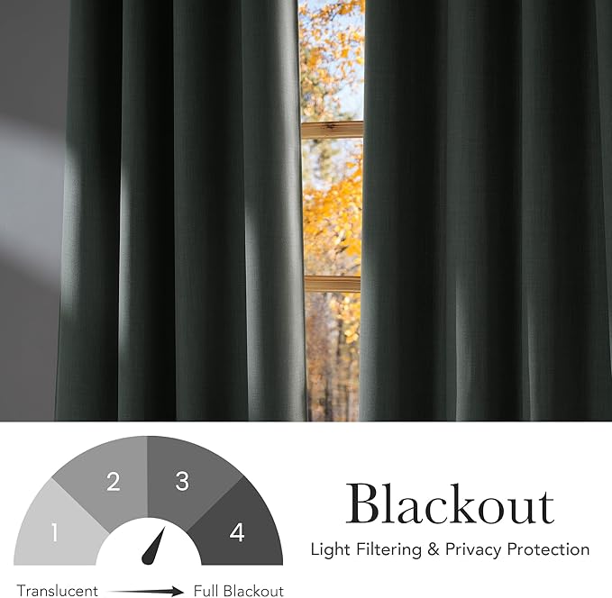 NICETOWN Sage Green Faux Linen Room Darkening Rod Pocket Curtains 63 inch Length, W42 x L63, Light Blocking Thermal Insulated Noise Reducing Drapes for Bedroom Living Room Farmhouse Decor, 2 Panels - Image 6
