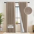 RYB HOME 100% Blackout Flax Linen Curtains, UV Protection Drapes for Bedroom, Rod Pocket & Back Tab UV Protection Drapes, Living Room & Villa Theater, Set of 2, W52 x L108, Mocha by RYBHOME