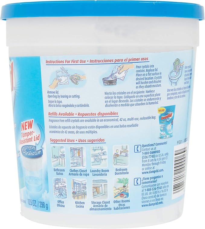 DampRid Refillable Moisture Absorber, Fragrance Free, 10.5 Ounce (Pack of 6) - Image 4