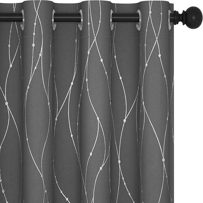 Deconovo Blackout Curtain for Bedroom, 52 x 95 Inch, Thermal Insulated Soundproof Curtains, Grommet Top, Machine Washable, Set of 2 Panels for Living Room Nursery Bedroom Apartment Home, Light Gray by Deconovo